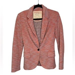 CARTONNIER Anthropologie Tonal Pink Knit Blazer One Button Cotton Blend XS